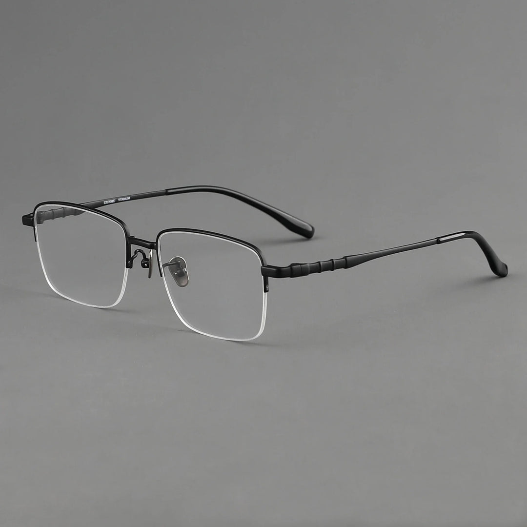 Aror Men's Semi Rim Square Titanium Eyeglasses 10189