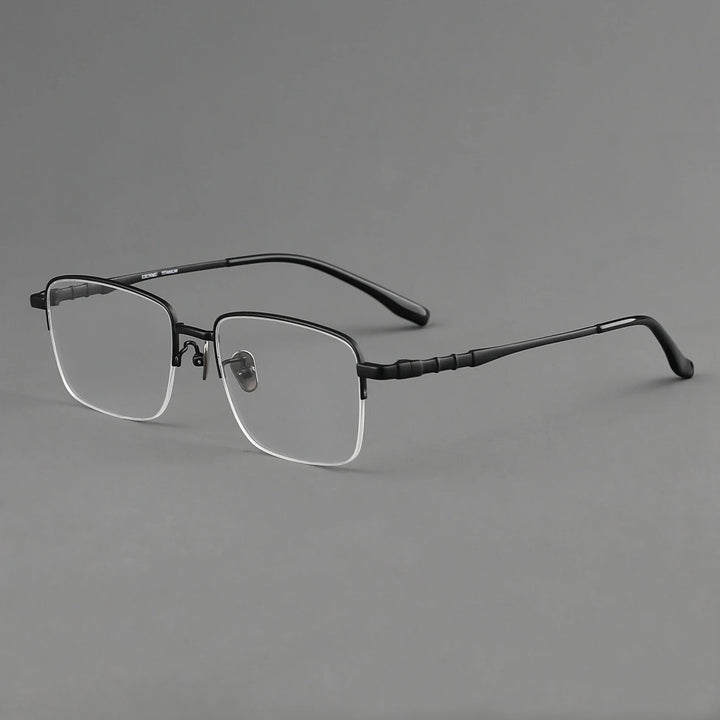 Aror Men's Semi Rim Square Titanium Eyeglasses 10189