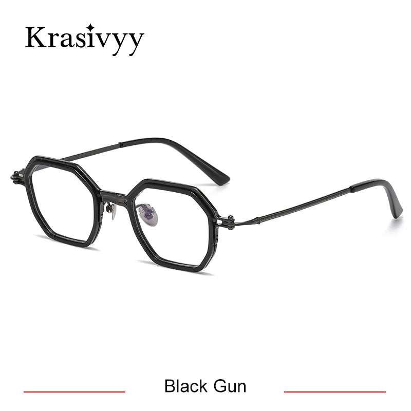 Krasivyy Unisex Full Rim Hexagon Titanium Acetate Eyeglasses 315871