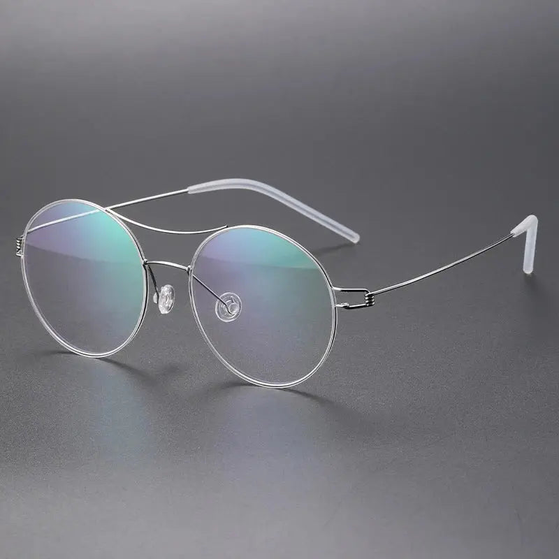 Bobbie 820241 Unisex Double Bridge Full Rim Round Titanium Frames FuzWeb