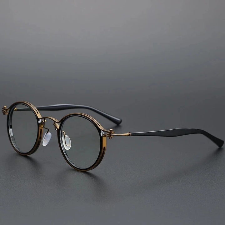 Unisex Round Reading Glasses Small Black Tortoise Alloy Reading Glasses Cubojue M2 bronze black no function lens 0 