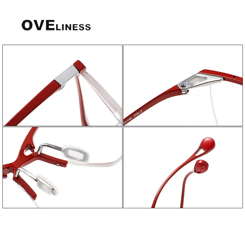 Oveliness Unisex Semi Rim Square Titanium Eyeglasses 9222 Semi Rim Oveliness   