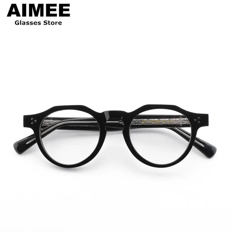 Aimee Unisex Full Rim Flat Top Round Acetate Eyeglasses 519040