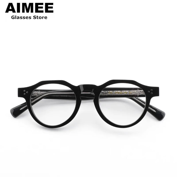 Aimee Unisex Full Rim Flat Top Round Acetate Eyeglasses 519040
