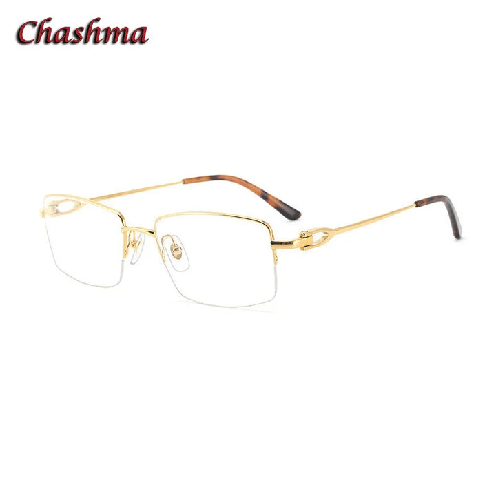 Chashma Ochki Men's Semi Rim Square Titanium Eyeglasses 0319 Semi Rim Chashma Ochki Gold  