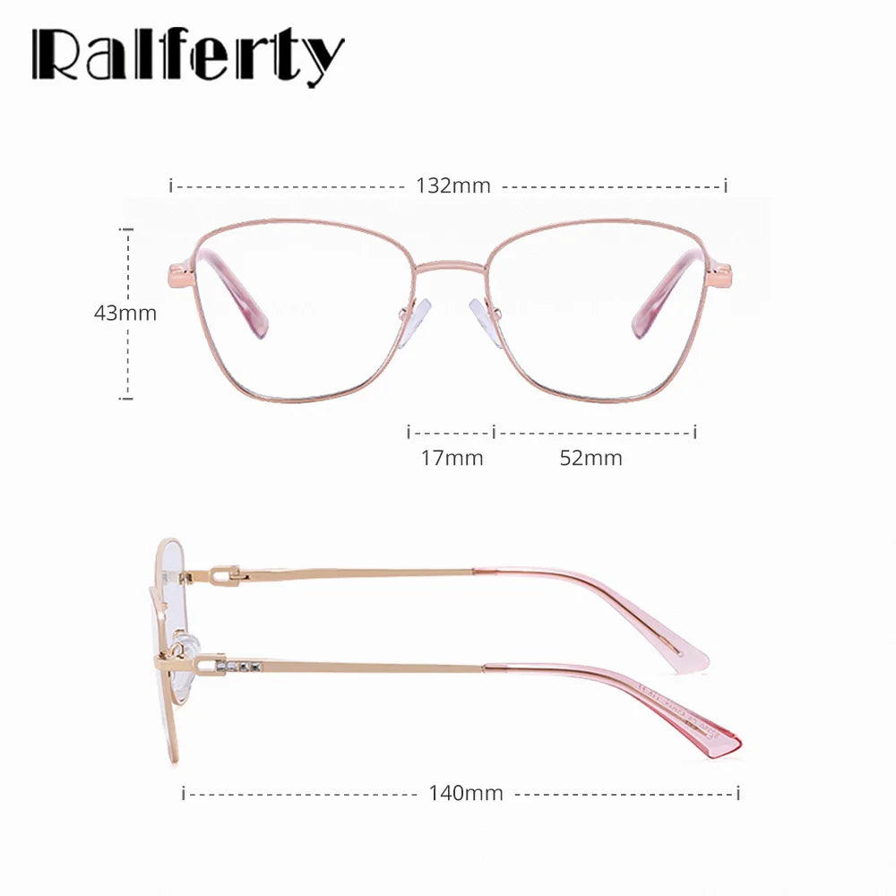 Ralferty Women's Full Rim Square Butterfly Alloy Eyeglasses 88250