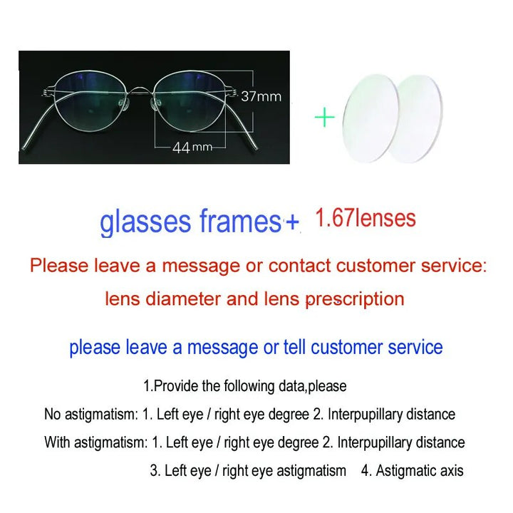Yujo Unisex Full Rim Oval Round Handcrafted Stainless Steel Eyeglasses Customizable Lenses Full Rim Yujo C4 China 