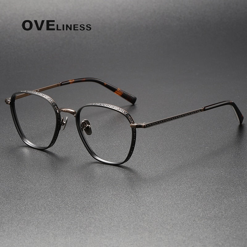 Oveliness Unisex Full Rim Square Titanium Eyeglasses M3101 Full Rim Oveliness bronze black  