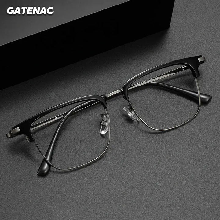 Gatenac Unisex Full Rim Polygon Square Acetate Alloy Eyeglasses 679007 — view 1 | Gatenac at FuzWeb