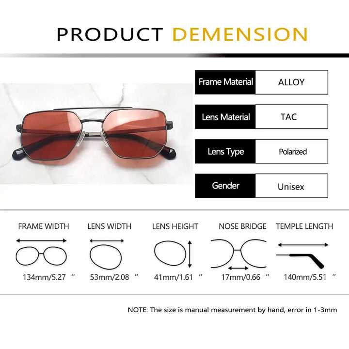 Esnbie 251101 Womens Full Rim Square Double Bridge Alloy Sunglasses — view 2 | Esnbie at FuzWeb
