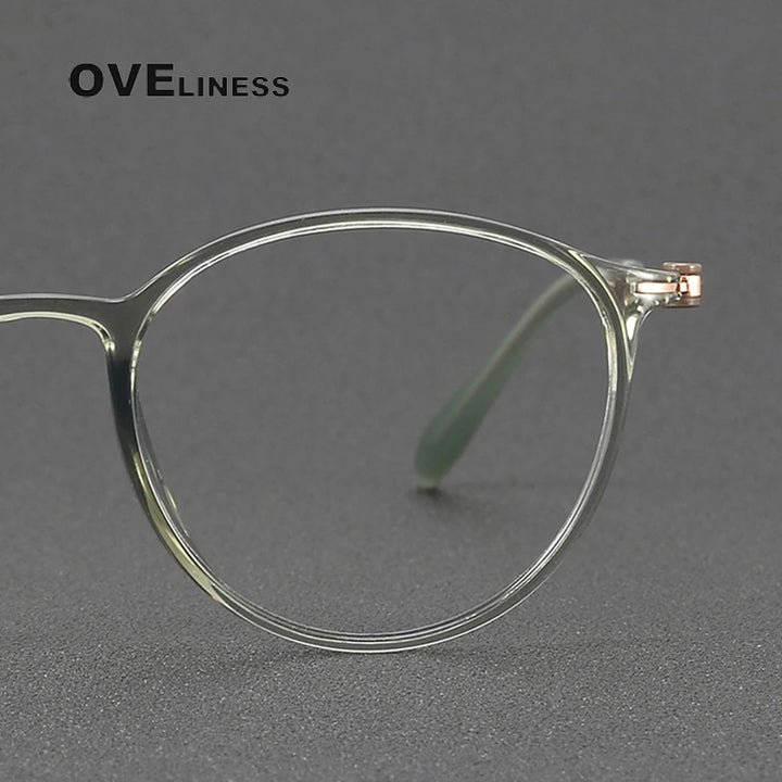 Oveliness Unisex Full Rim Oval Round Acetate Titanium Eyeglasses 8664 Full Rim Oveliness   