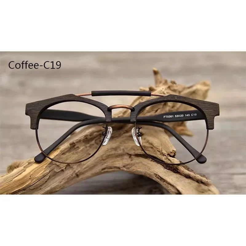 Hdcrafter Mens Semi Rim Double Bridge Round Acetate Titanium Frames 536100 — view 5 | Hdcrafter Eyeglasses at FuzWeb