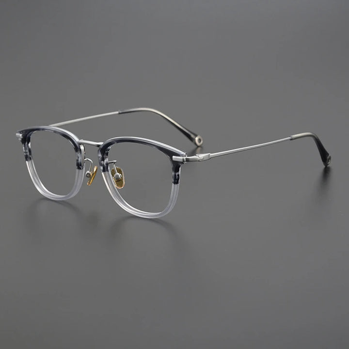 Black Mask Unisex Full Rim Square Titanium Acetate Eyeglasses 41286 Full Rim Black Mask Stripes Gray