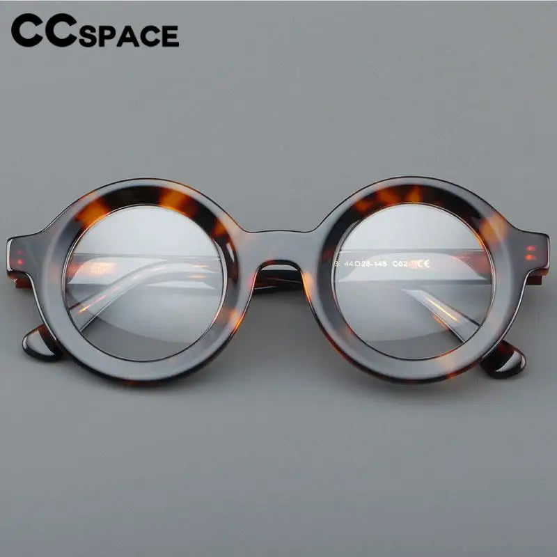 CCSpace Unisex Full Rim Round Acetate Eyeglasses 57151 Full Rim CCspace   