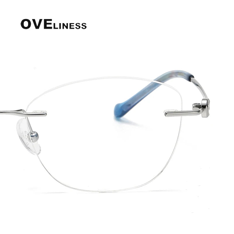 Oveliness Women's Rimless Square Cat Eye Titanium Eyeglasses 196003 Rimless Oveliness   