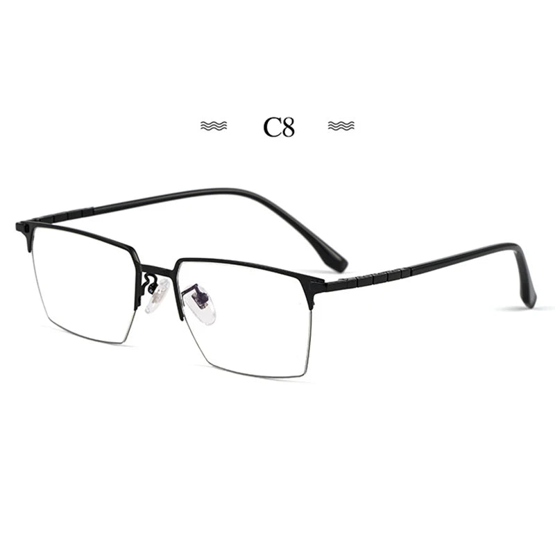 Hotochki Men's Full Rim Square Titanium Tr 90 Eyeglasses 86327
