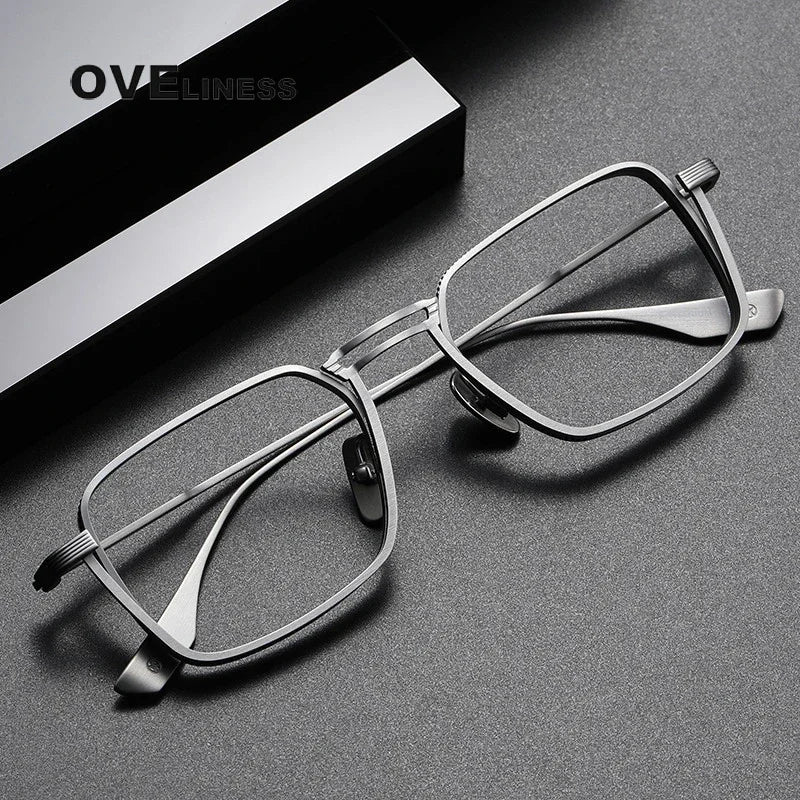 Oveliness Unisex Full Rim Square Double Bridge Titanium Eyeglasses O0125 Full Rim Oveliness   