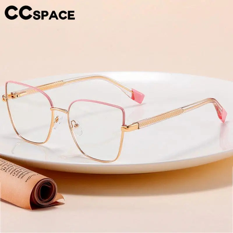 CCspace Women's Full Rim Cat Eye Square Alloy Eyeglasses 57382 Full Rim CCspace   