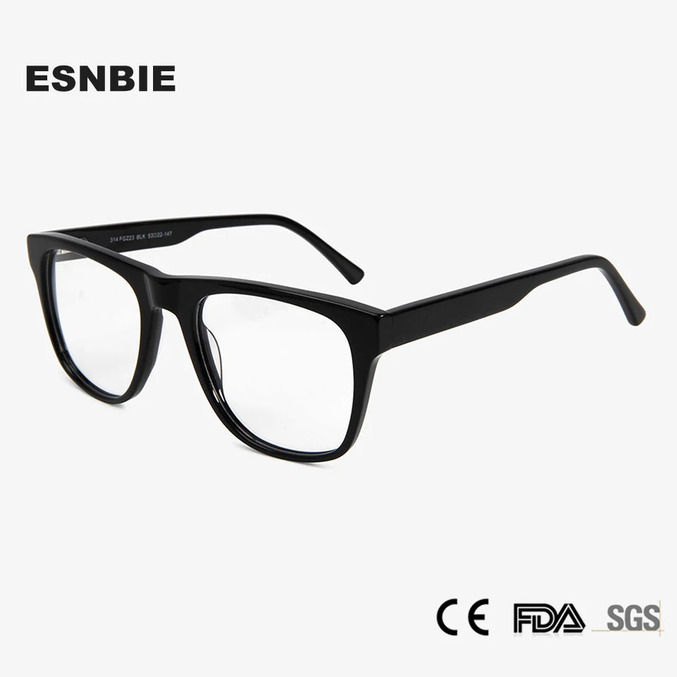 Esnbie Unisex Full Rim Square Brow Line Acetate Eyeglasses 31423 Full Rim Esnbie   