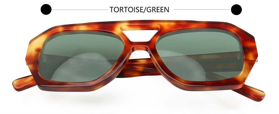Esnbie Unisex Full Rim Square Double Bridge Acetate Sunglasses 230381