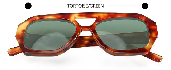 Esnbie Unisex Full Rim Square Double Bridge Acetate Sunglasses 230381