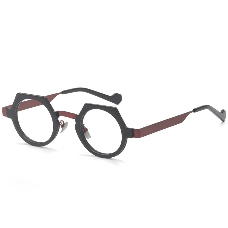 Muzz Women's Full Rim Flat Top Round Acetate Alloy Eyeglasses 580811