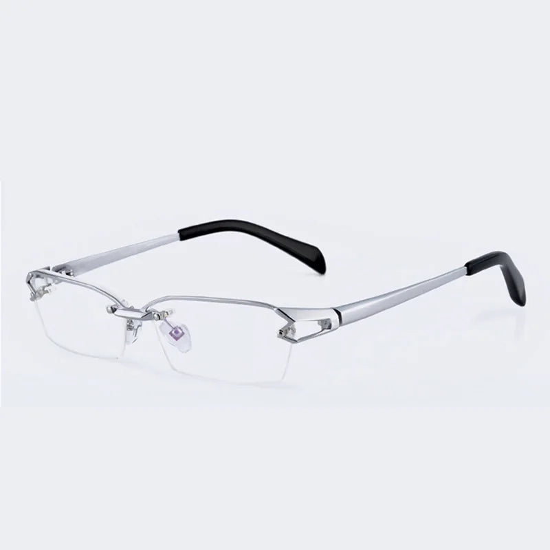Reven Jate Men's Semi Rim Square Titanium Eyeglasses 11439