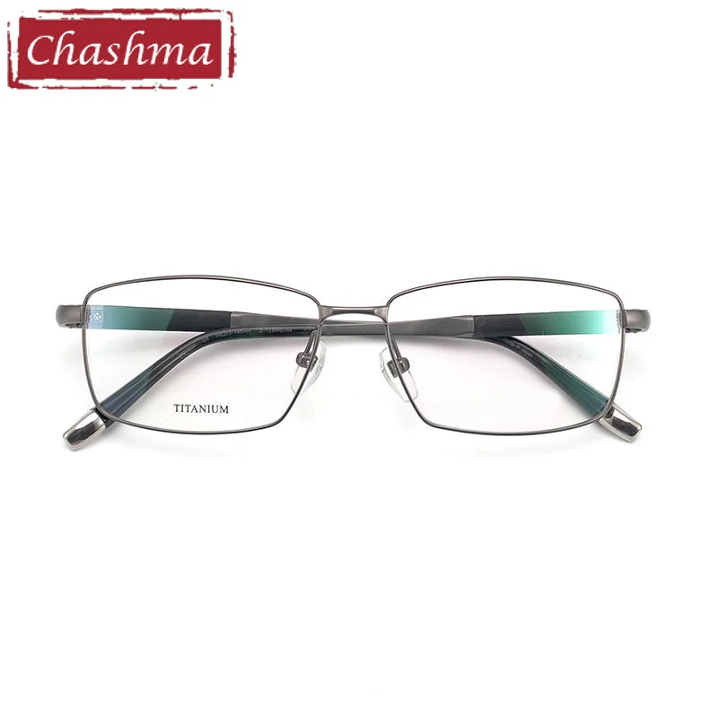 Chashma Ochki Men's Full Rim Square Titanium Eyeglasses 27448 Full Rim Chashma Ochki Gray  