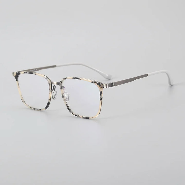 Hewei Unisex Full Rim Square Titanium Acetate Eyeglasses 94218 Full Rim Hewei