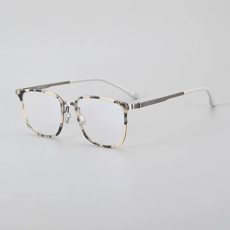 Hewei Unisex Full Rim Square Titanium Acetate Eyeglasses 94218 Full Rim Hewei