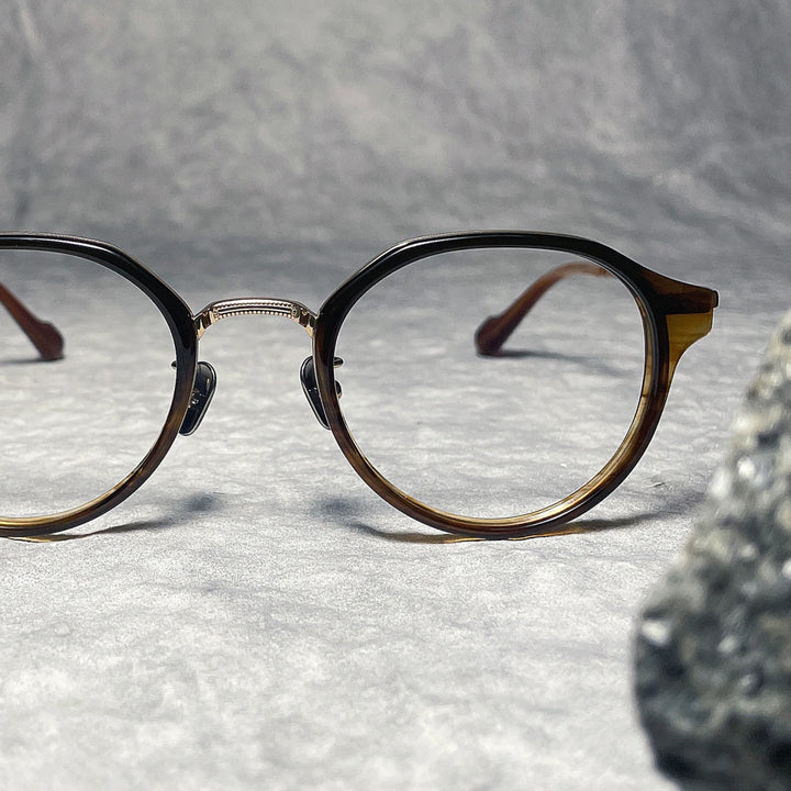 Black Mask Unisex Full Rim Round Titanium Eyeglasses BM-G636