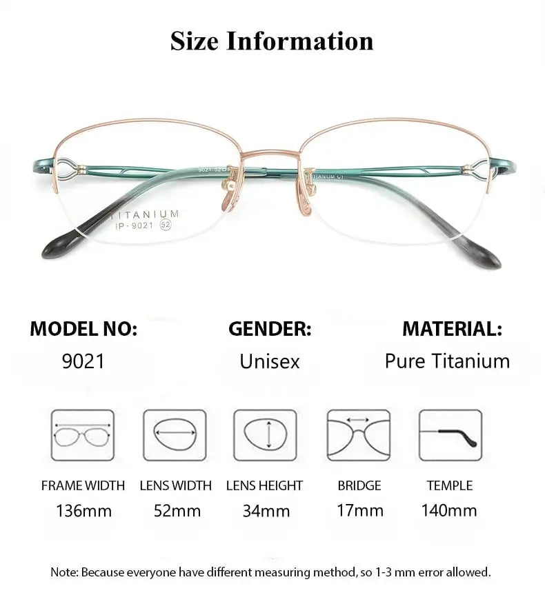 Summer Flower Women's Semi Rim Oval Square Titanium Eyeglasses 90214