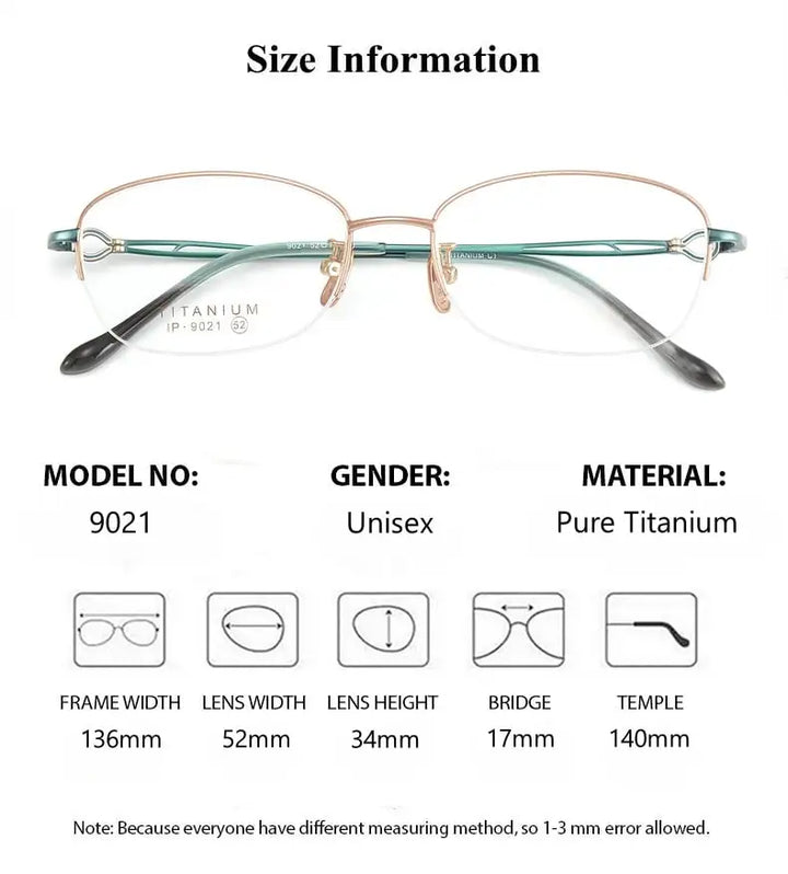 Summer Flower Women's Semi Rim Oval Square Titanium Eyeglasses 90214
