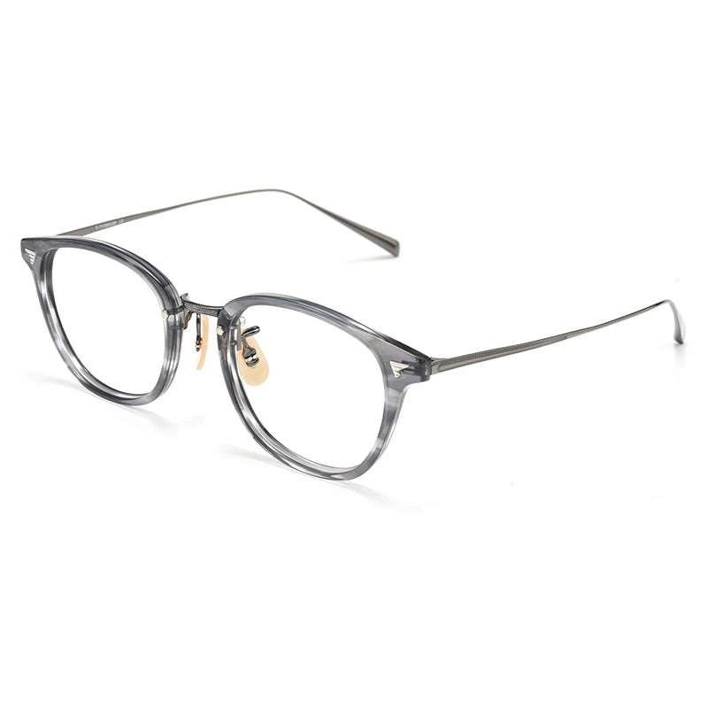 Black Mask Unisex Full Rim Square Titanium Acetate Eyeglasses 366548