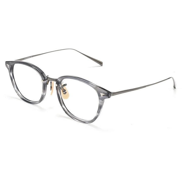 Black Mask Unisex Full Rim Square Titanium Acetate Eyeglasses 366548