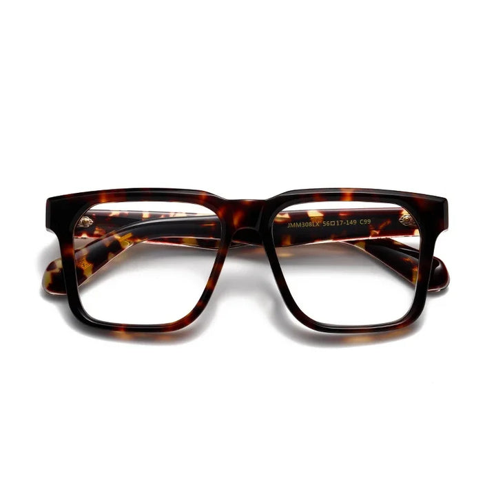 Aror Men's Full Rim Big Square Acetate Eyeglasses 94308 Full Rim Aror Leopard