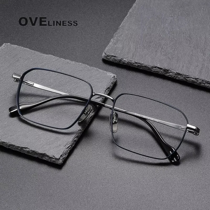 Oveliness Men's Full Rim Polygon Square Titanium Eyeglasses 81013 Full Rim Oveliness