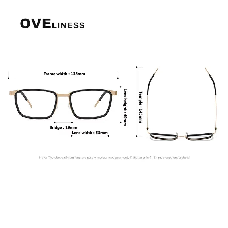 Oveliness Unisex Full Rim Square Titanium Eyeglasses 9711 Full Rim Oveliness   