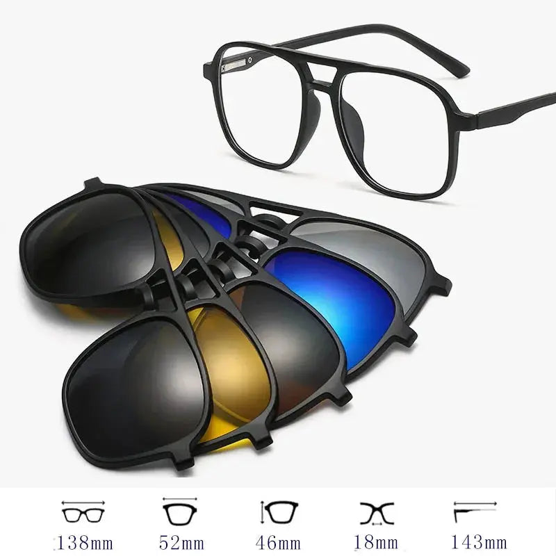 Hdcrafter Unisex Full Rim Square Acetate Frames  With Clip On Sunglasses 515670 Hdcrafter Eyeglasses