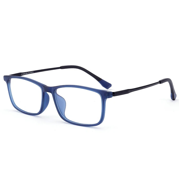 KatKani Men's Full Rim Square Tr 90 Titanium Eyeglasses 5816 Full Rim KatKani Eyeglasses Transparent Blue  