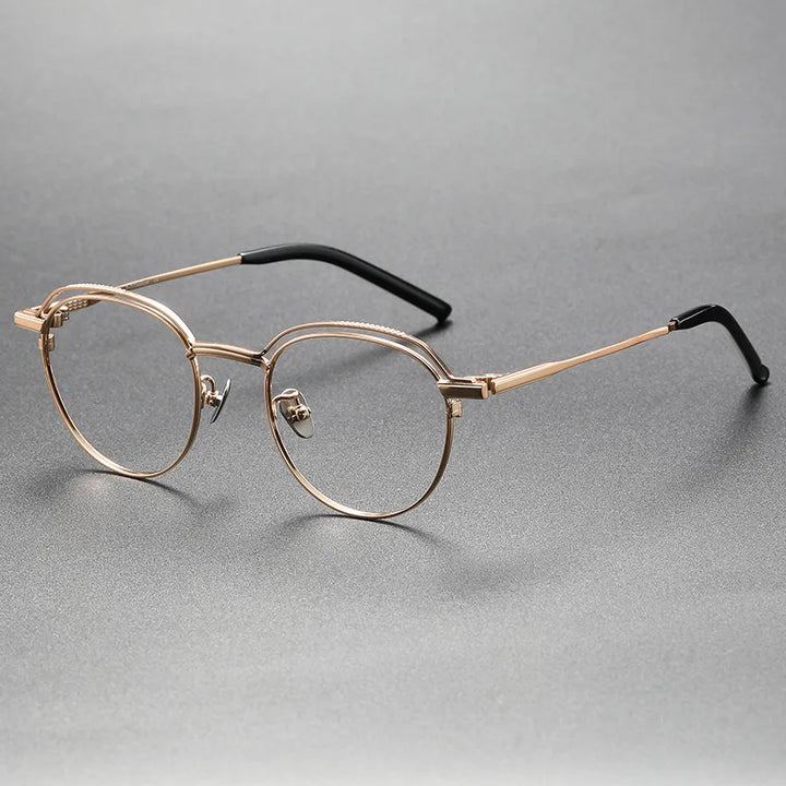 Aimee Unisex Full Rim Round Square Titanium Eyeglasses 19951 Full Rim Aimee Rose-Golden  