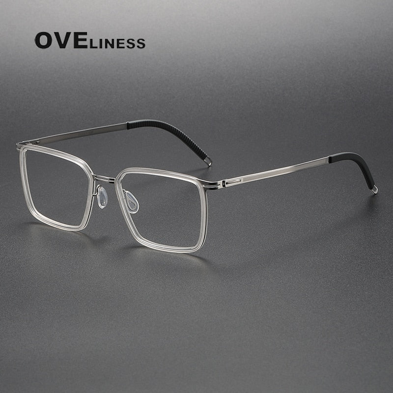 Oveliness Unisex Full Rim Square Acetate Titanium Eyeglasses 8202314 Full Rim Oveliness   