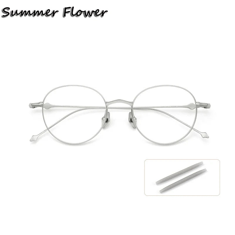 Summer Flower Women's Full Rim Round Titanium Eyeglasses 19138