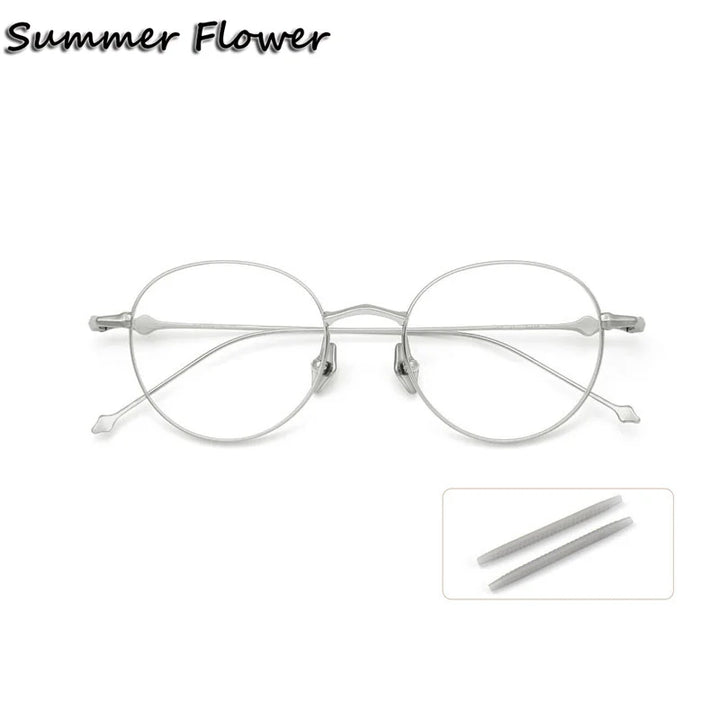 Summer Flower Women's Full Rim Round Titanium Eyeglasses 19138