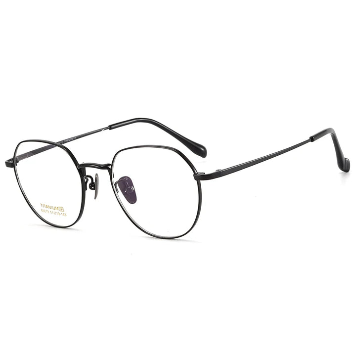 Bclear Unisex Full Rim Flat Top Round Small Titanium Eyeglasses 86679 Full Rim Bclear black  