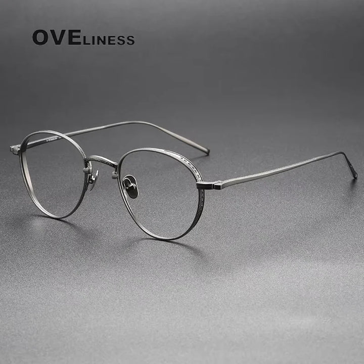 Oveliness Women's Full Rim Oval Square Titanium Eyeglasses 3096 Full Rim Oveliness gun  