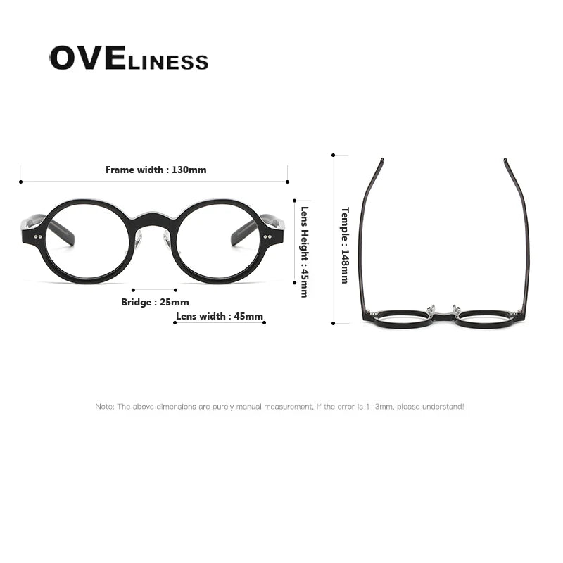 Oveliness Unisex Full Rim Round Acetate Eyeglasses V005 Full Rim Oveliness   