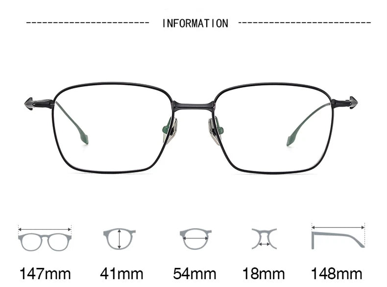 Black Mask Unisex Full Rim Irregular Square Titanium Eyeglasses 0102 Full Rim Black Mask   