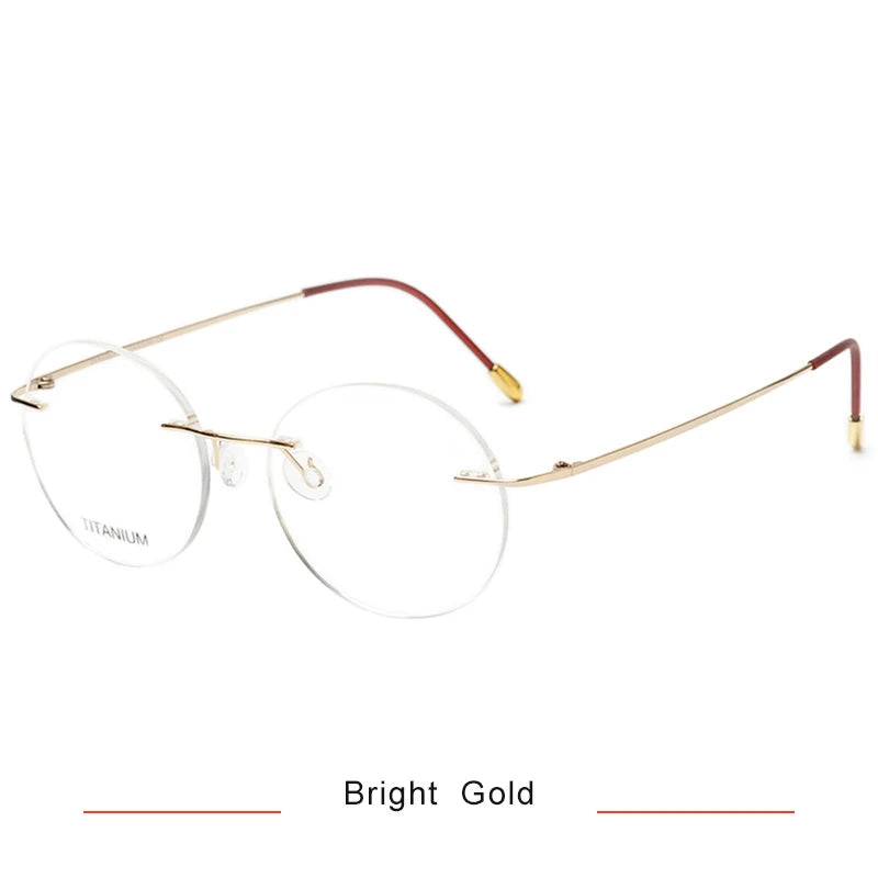 Brightzone Women's Rimless Round Titanium Eyeglasses 71612 Rimless Brightzone Bright Gold