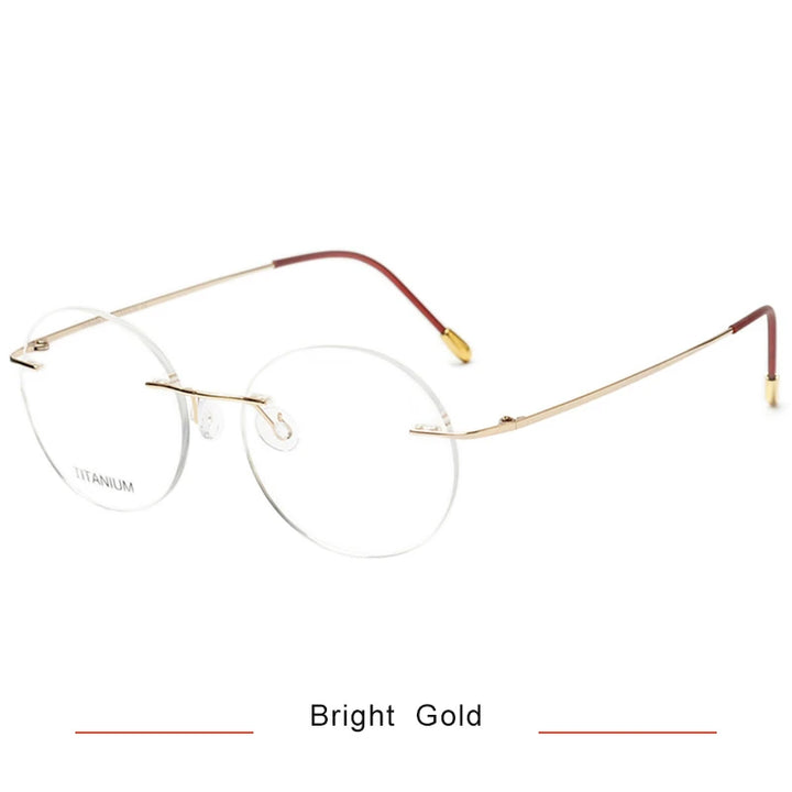 Brightzone Women's Rimless Round Titanium Eyeglasses 71612 Rimless Brightzone Bright Gold